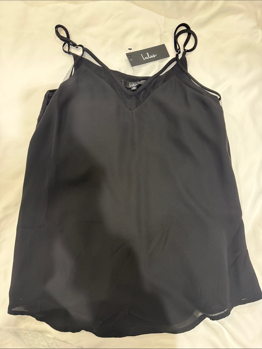 Lulu's Sleek Black V-Neck Double-Strap Cami